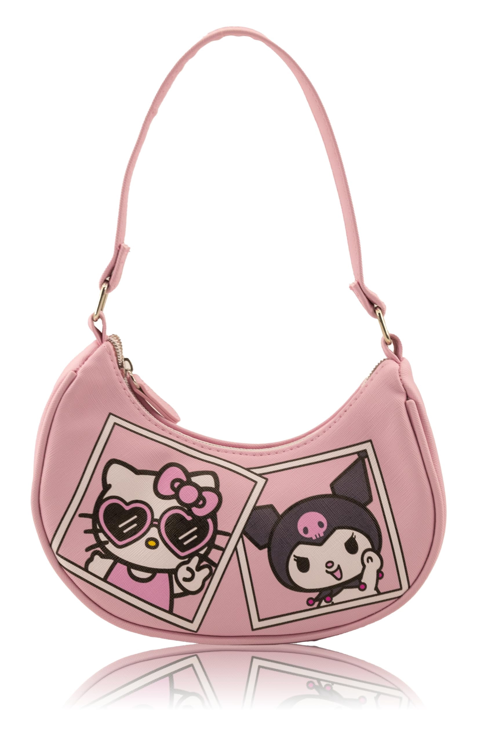 Sanrio Hello Kitty and Kuromi Hobo Handbag Purse for Girls  Crossbody Shoulder Bag with Adjustable Strap  Small PU Leather Toddler Purse, Preschool Handbag, Everyday Tote or Travel Mini Purse Age 3+