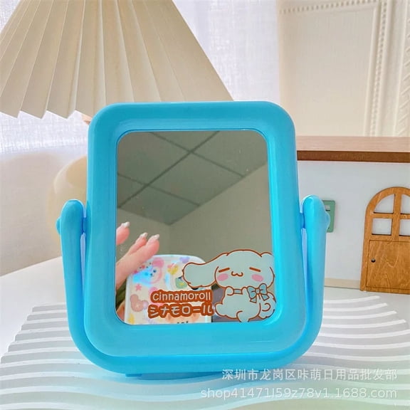 Sanrio Hello Kitty Kuromi Pochacco Cinnamoroll My Melody Desktop Small Mirror Rotate Double Sided Cartoon Makeup Mirror