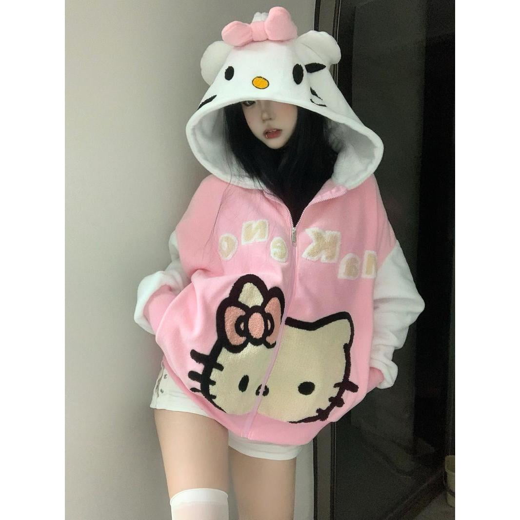 Sanrio Hello Kitty Lamb Fleece Hooded Sweatshirt Singapore | Ubuy