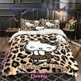 Sanrio Hello Kitty Leopard Print Bedding Set - Soft & Breathable Duvet Cover with Zipper Closure ...