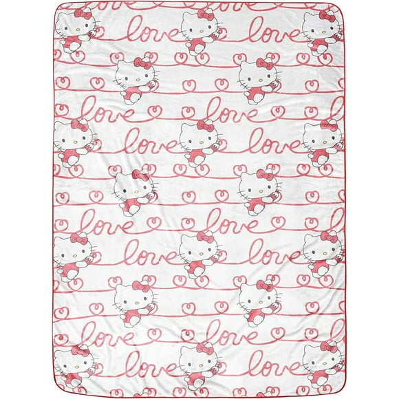Sanrio Hello Kitty Lovey Notes 60 x 90 Silk Touch Throw Blanket