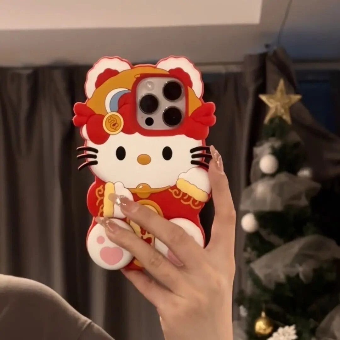 Sanrio Hello Kitty Lucky Red 3D Silicone Iphone Protective Case Apple