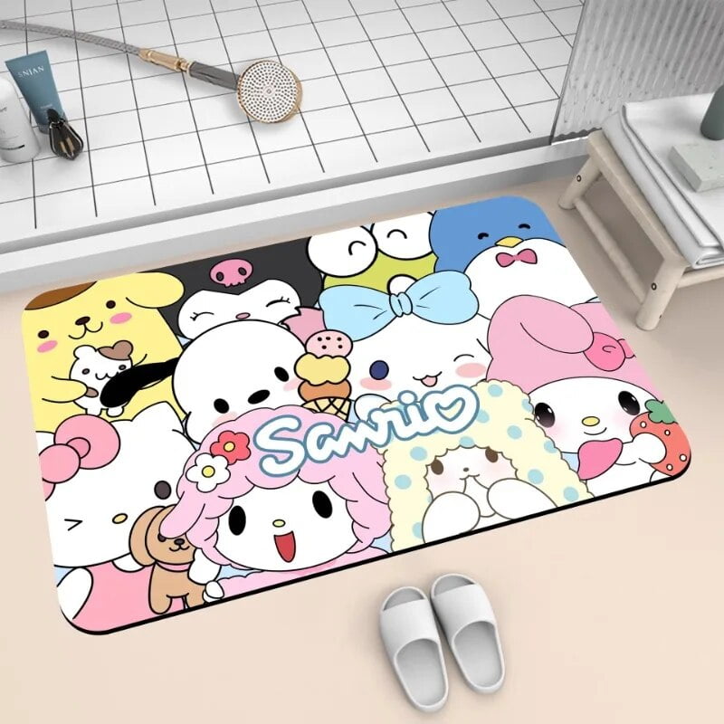 Sanrio Hello Kitty Melody Bath Mats Super Absorbent Diatom Shower Bath ...