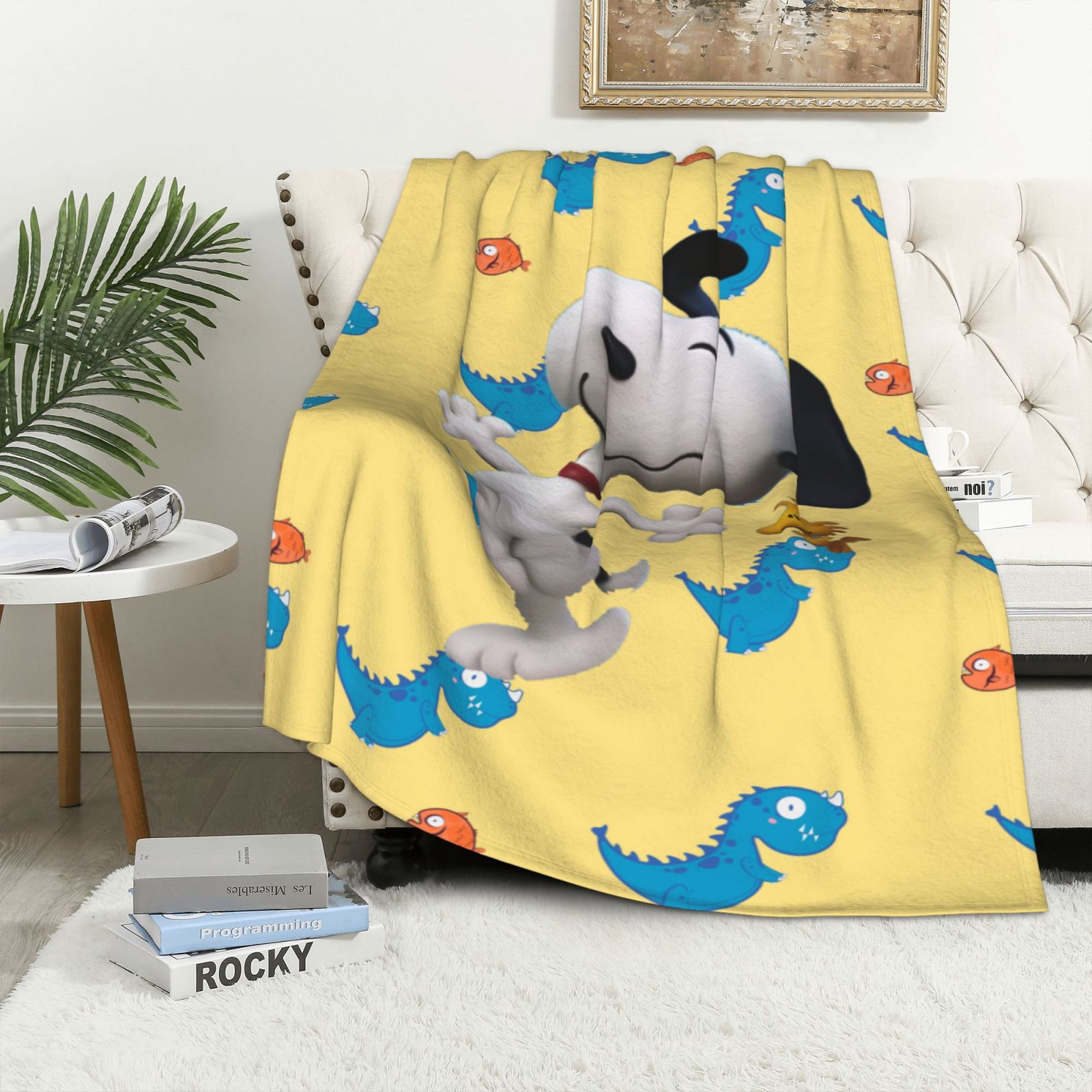 Snoopy Bare Home Fleece Blanket Twin/Twin Extra Long Blanket Grey