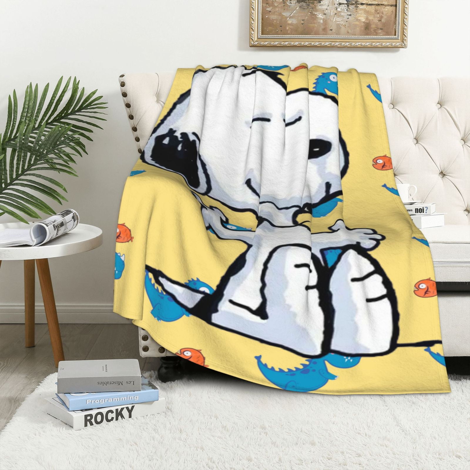 Snoopy Bare Home Fleece Blanket Twin/Twin Extra Long Blanket Grey