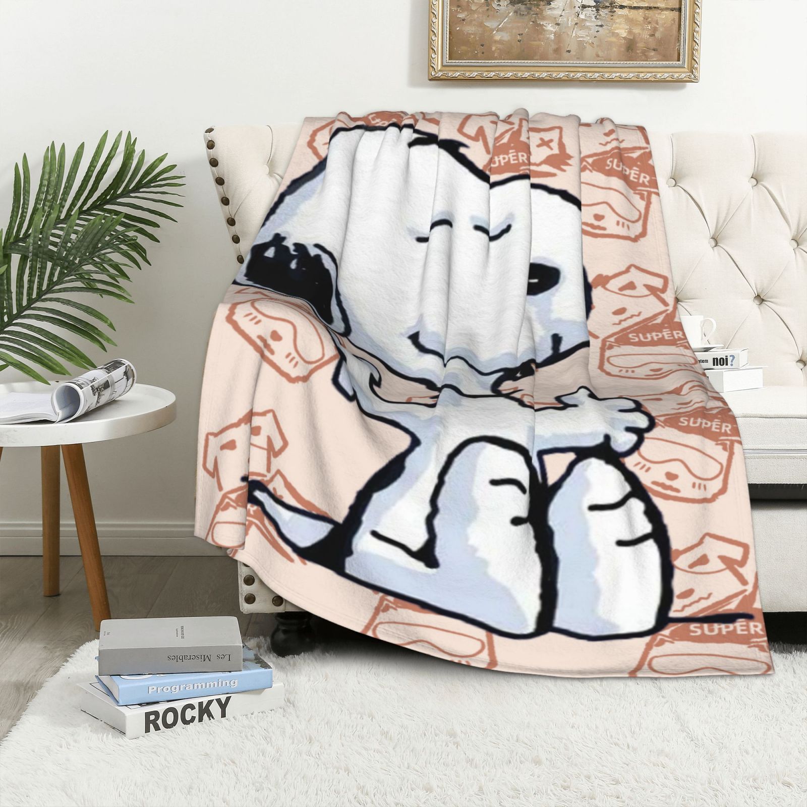 Snoopy Bare Home Fleece Blanket Twin/Twin Extra Long Blanket Grey