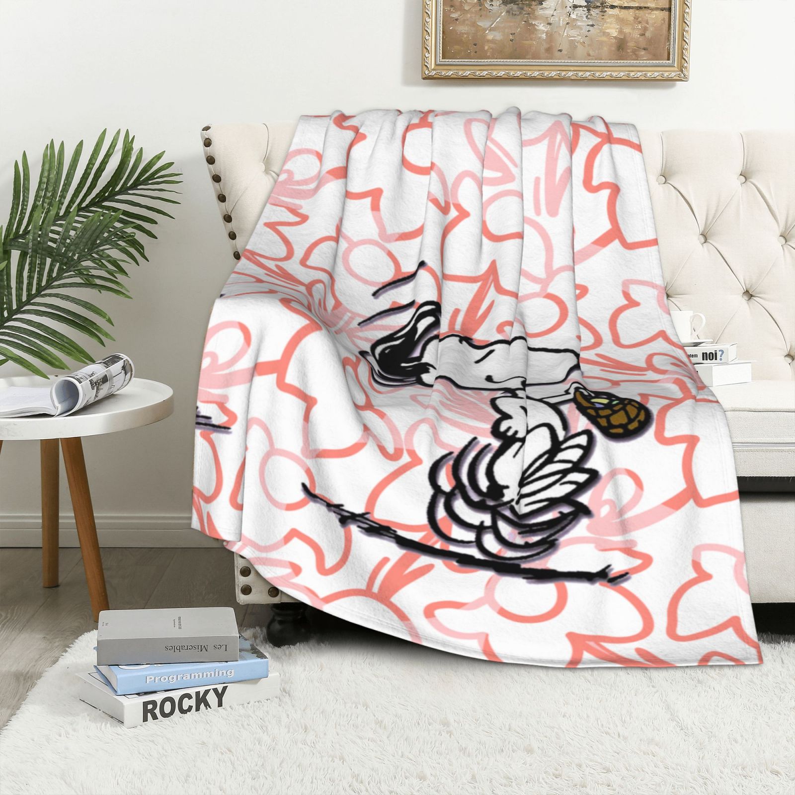 Snoopy Bare Home Fleece Blanket Twin/Twin Extra Long Blanket Grey