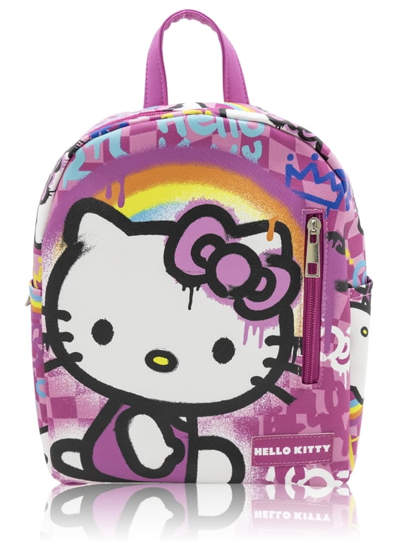 Sanrio Hello Kitty Mini Backpack, 11" Pop Art Faux Leather, Pink