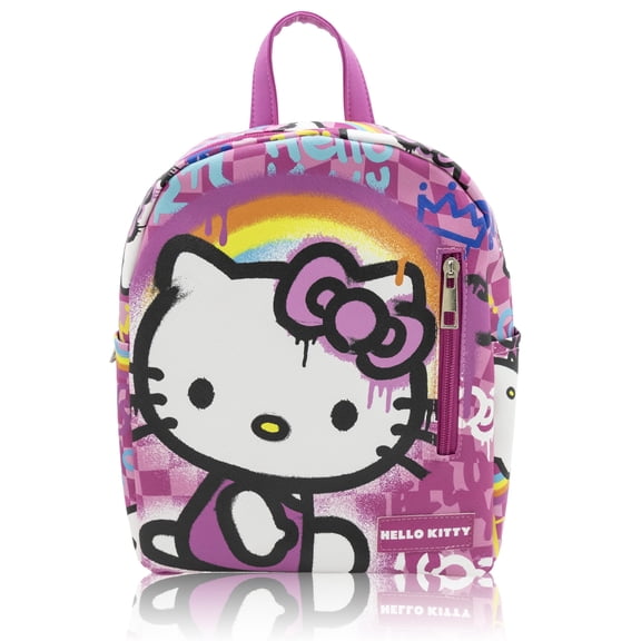 Sanrio Hello Kitty Mini Backpack for Kids Bold Pop Art Graffiti Design Small Pink PU Leather Backpack Purse and Hello Kitty Bag Ages 3+