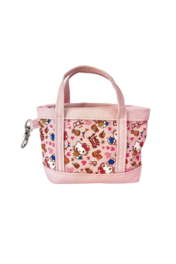 Pink Mini Tote Bag Charm with Zippered Pouch Accessory