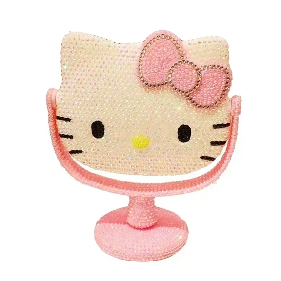 Sanrio Hello Kitty Mirror Rhinestones Beauty Handheld Mirror Decor Party Gifts
