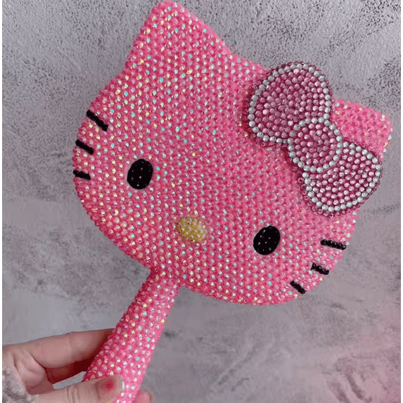 Sanrio Hello Kitty Mirror Rhinestones Beauty Handheld Mirror Decor Party Gifts