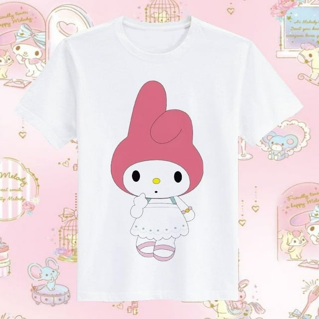 Sanrio Hello Kitty My Melody Trendy Short Sleeve T-shirt Anime Cartoon ...