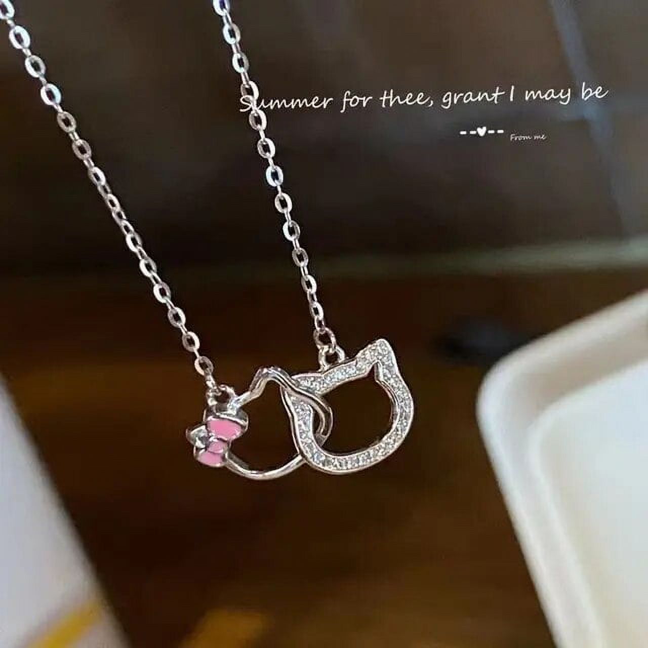 Sanrio Hello Kitty Necklace Pendant Double Kit Cat Clavicle Chain