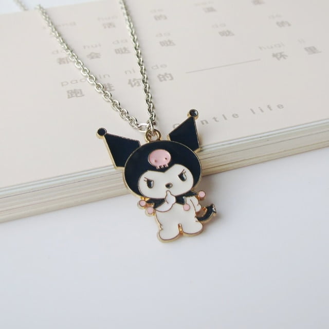 Y2k Hello Kitty Sanrio Necklace with Chain Alloy Silver Crystals Female  Charm Rhinestone Goth Pendant Jewelry Valentine Day Gift