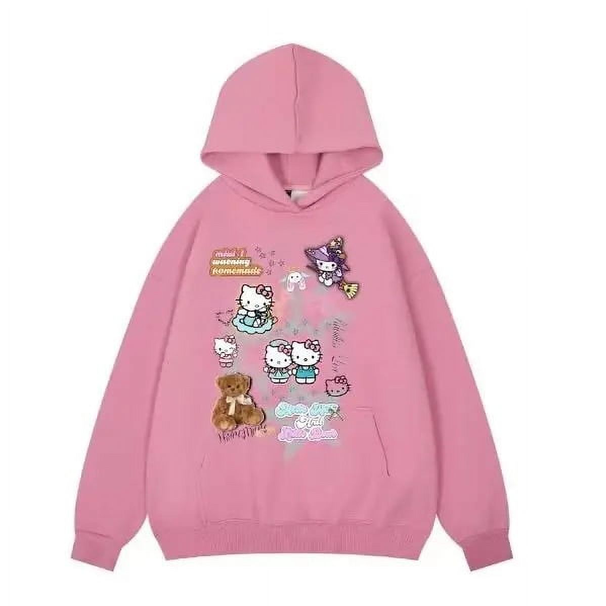 Sanrio Hello Kitty New Cute Print Hoodies Girls Women Japanese Korean ...