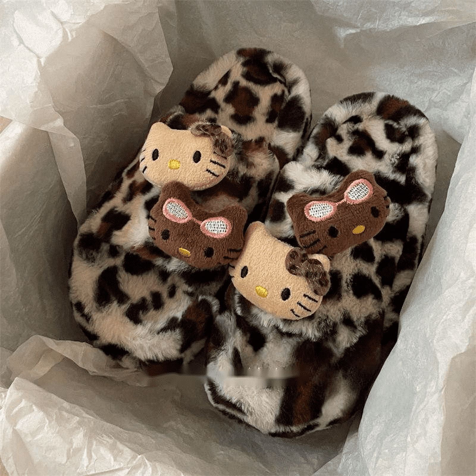 Sanrio Hello Kitty New Niche Leopard Print Slippers Y2k Spicy Girl ...
