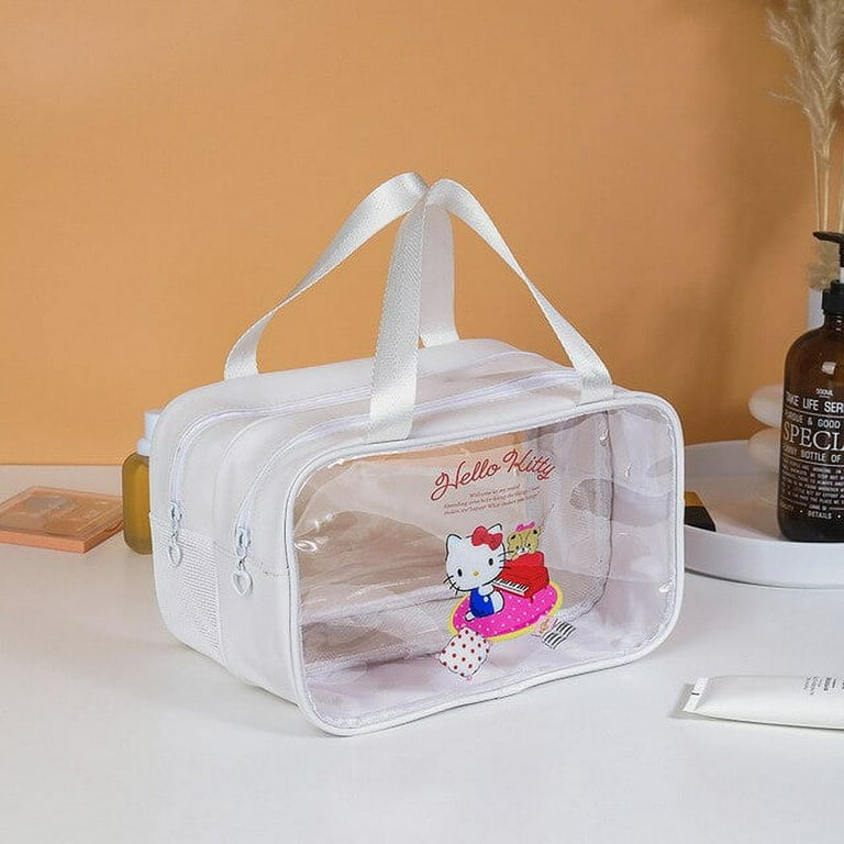 Sanrio Hello Kitty PVC Cosmetic Bag Women Transparent Travel Makeup Wash Bag Kawaii Cinnamoroll Handbag Waterproof Storage Bag Walmart