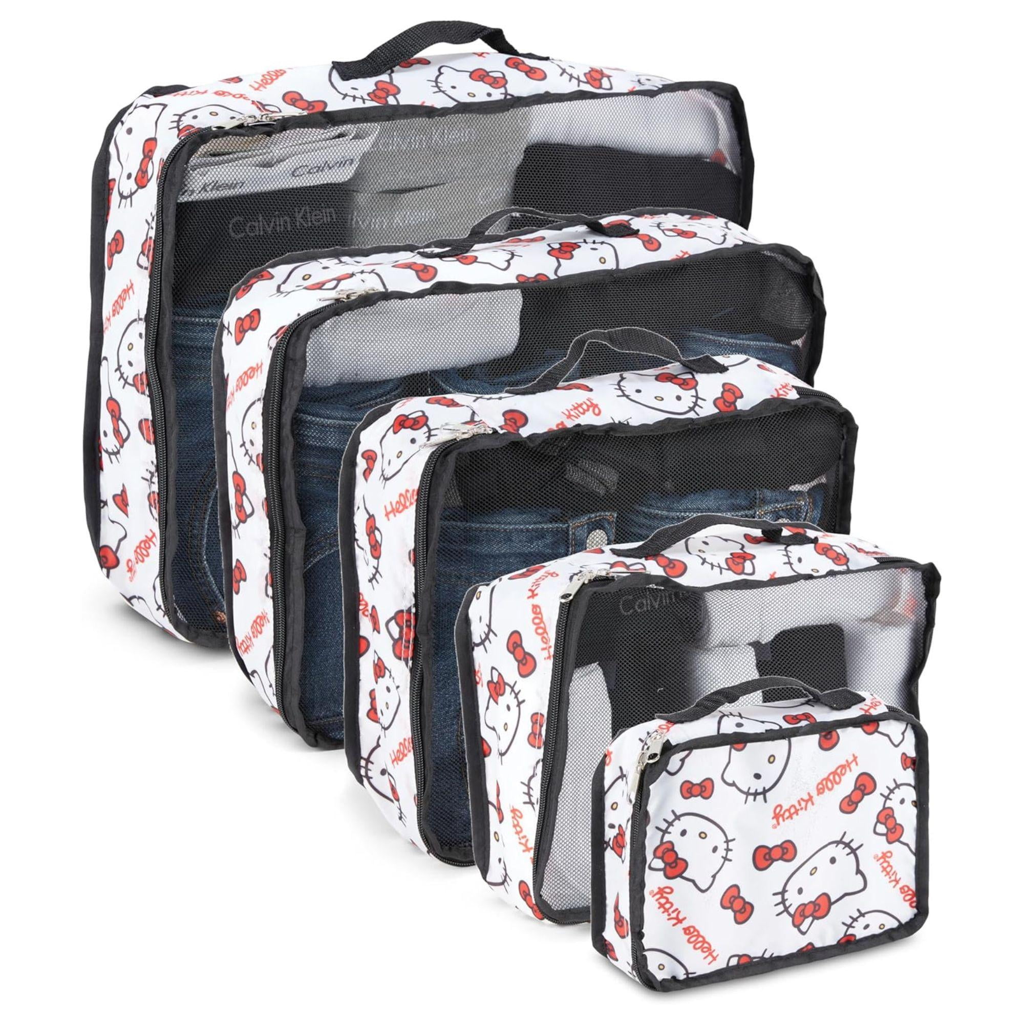 Sanrio Hello Kitty Packing Cubes, 5 Piece Set Travel Essential Packing Case White