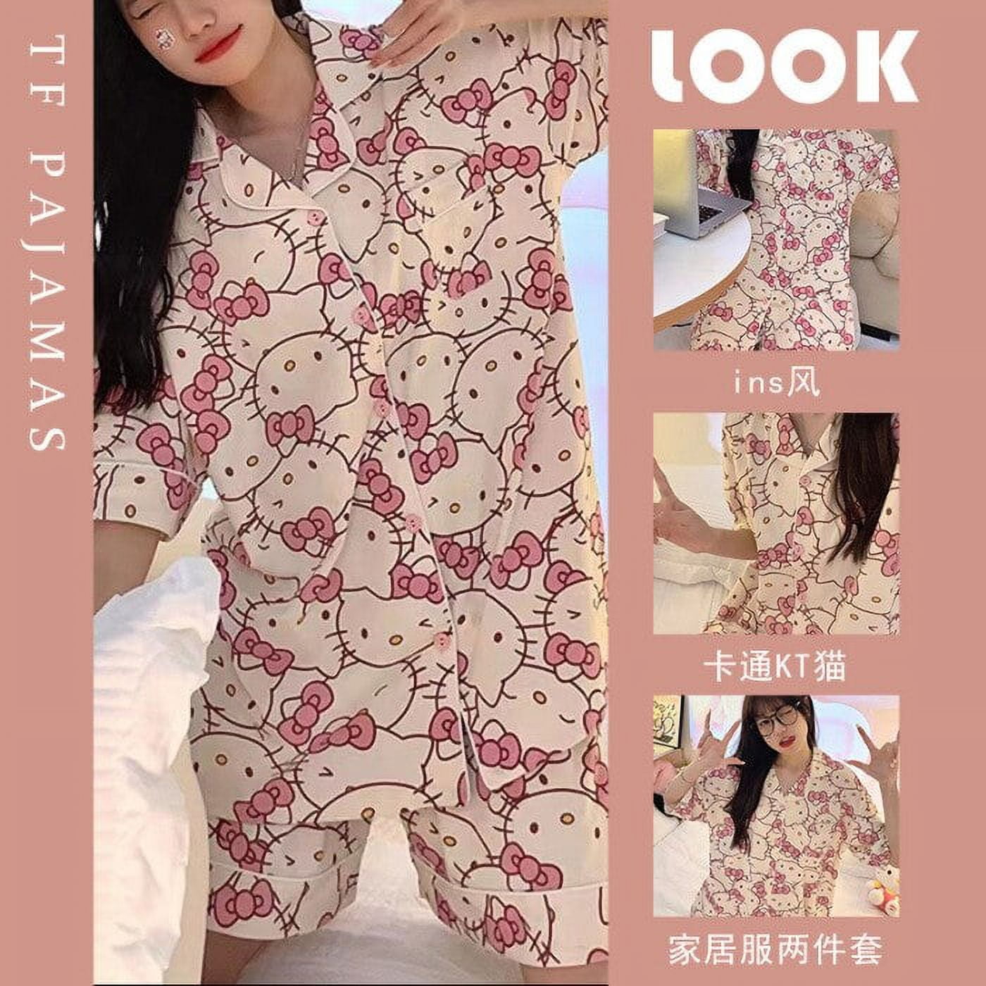 Sanrio Hello Kitty Pajamas Cinnamoroll Kuromi Melody Lady Short Sleeve