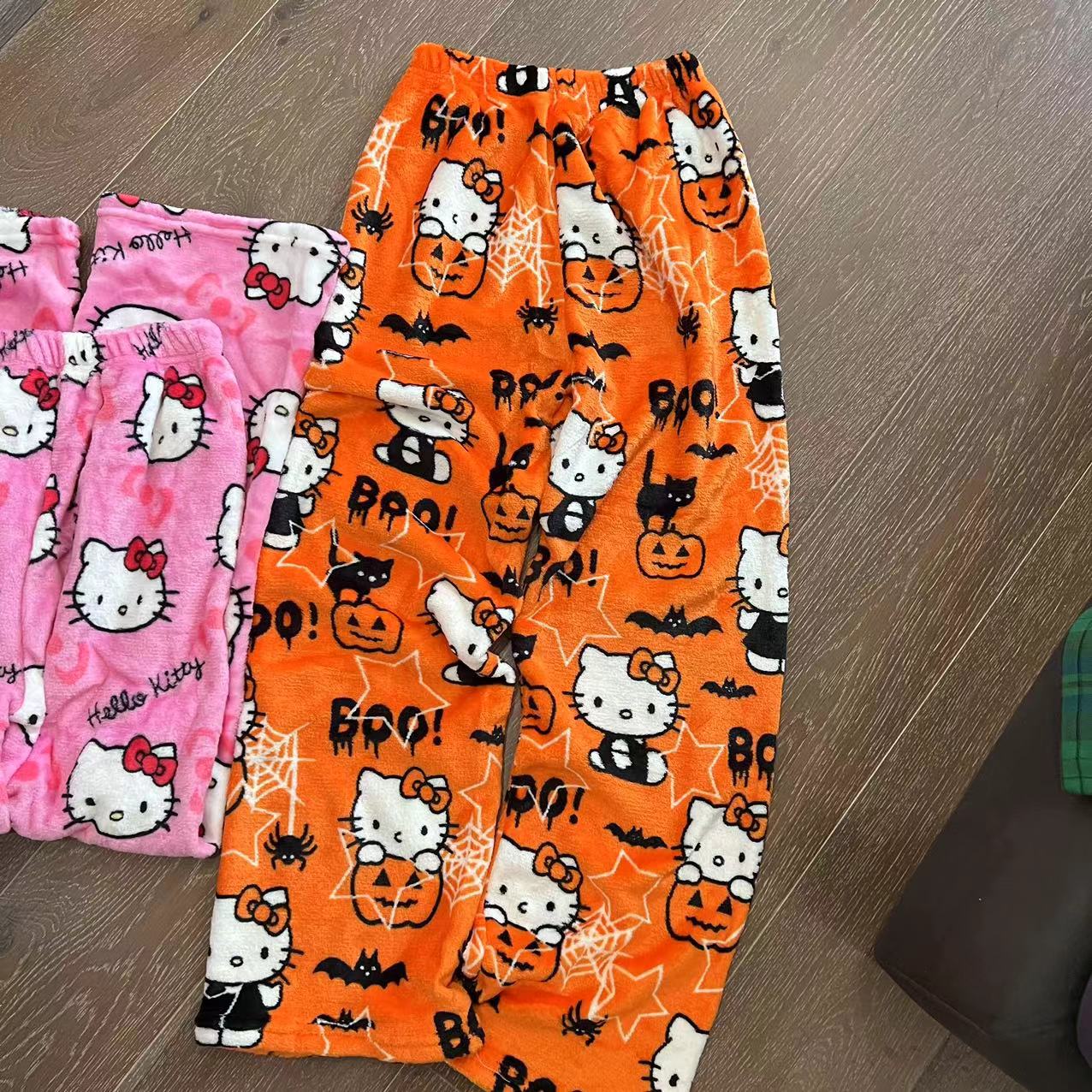 Sanrio Hello Kitty Pajamas Halloween Flannel Fashion Trouserswomen