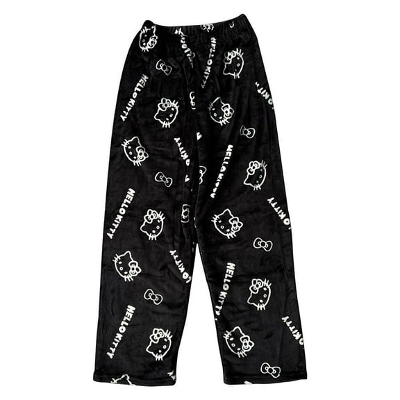 Sanrio Hello Kitty Pajamas Halloween Flannel Fashion Trouserswomen Kawaii Woolen Anime Cartoon Home Pants Birthday Gift Autume