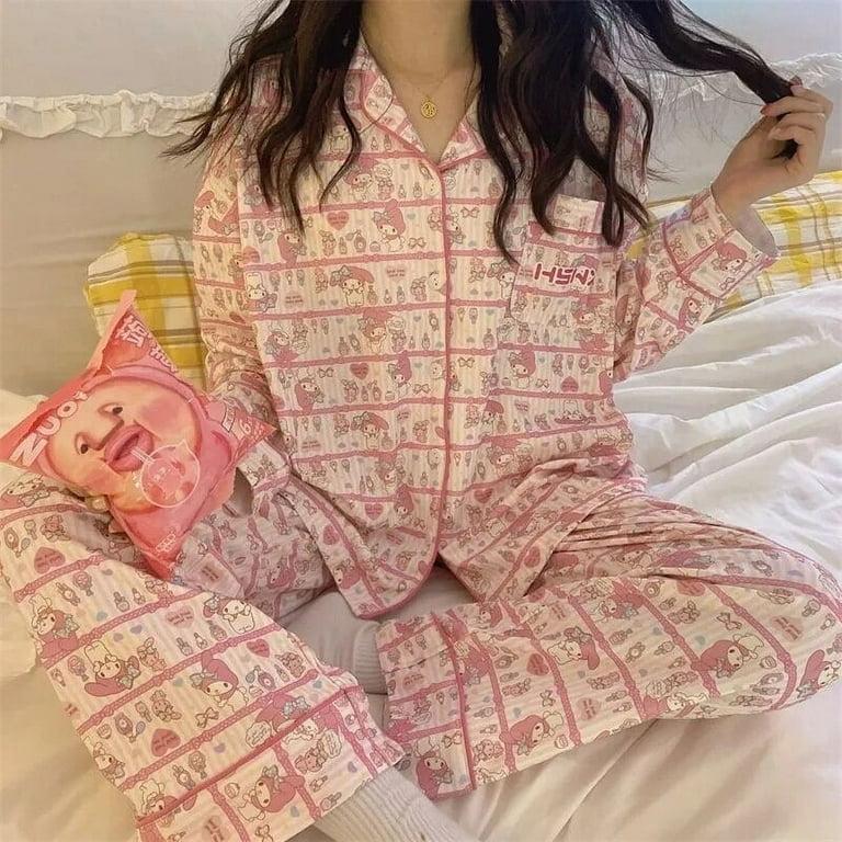 Hello Kitty Pajamas Pants Kawaii Pijama Y2k Pyjama Pink Fluffy