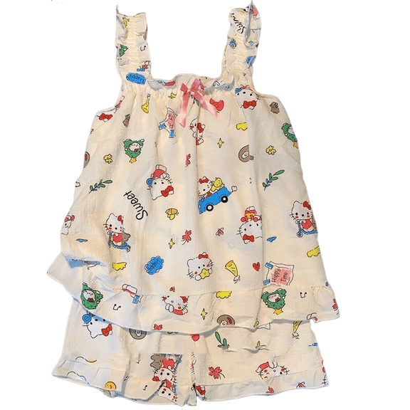 Sanrio Hello Kitty Pajamas Set Summer Homewear New Cartoon Design