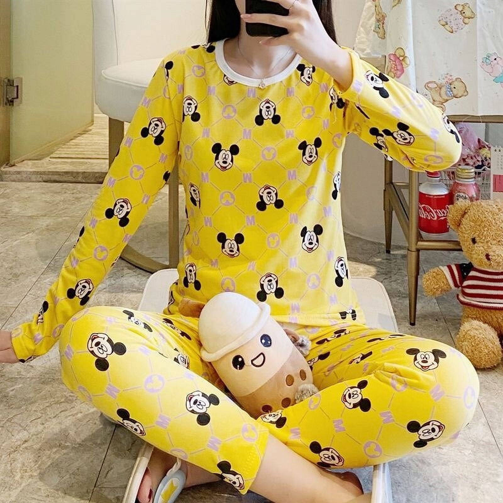 Sanrio Hello Kitty Pajamas Women Autumn Thin Velvet Warm Underwear