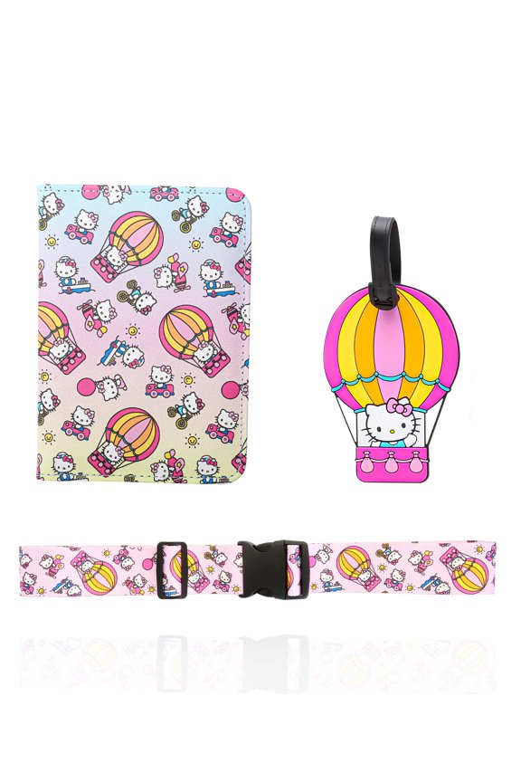Sanrio Hello Kitty Passport Holder, Luggage Tag, Luggage Strap Gift Travel Set