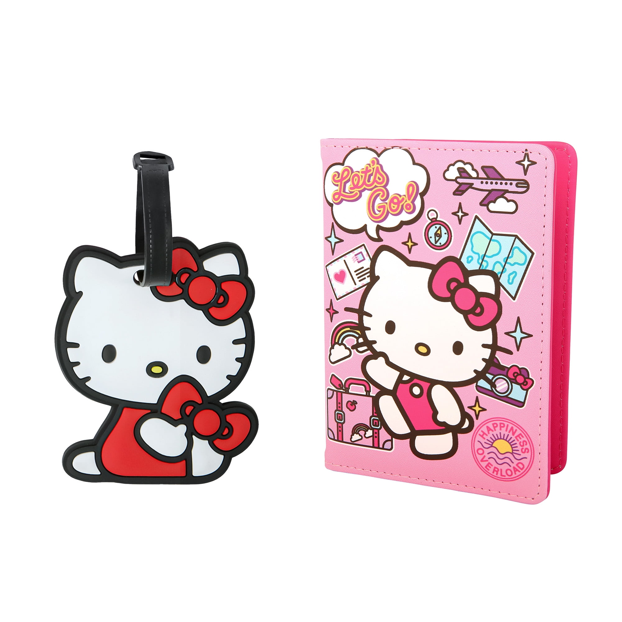 Hello Kitty Passport Holder and Luggage Tag Set Official License, Sanrio Passport Cover and Bag Tag