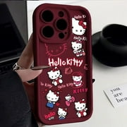 Sanrio Hello Kitty Pattern Silicone Phone Case For iPhone 11 12 13 14 15 Pro Max XS XR X 7 8 Plus SE 2020 2022 Shockproof Cover