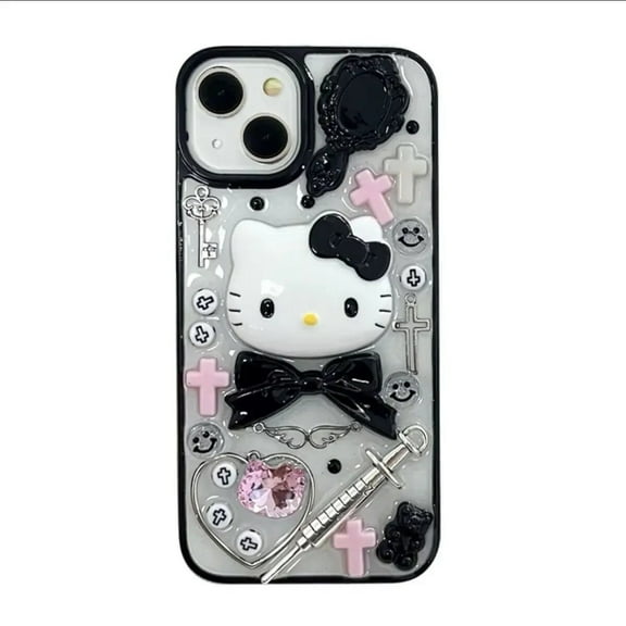 Sanrio Hello Kitty Phone Case Cute Cartoon Transparent 3D Anti-fall Soft Cover Case for IPhone 14 13 12 11 Promax XS XR