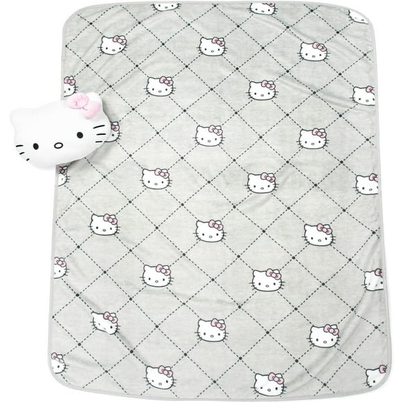 Sanrio Hello Kitty Pink Bow Diamonds Nogginz Pillow & Travel Throw Set