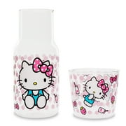 Sanrio Hello Kitty Pink Dots 18-Ounce Glass Pitcher and 8-Ounce Cup