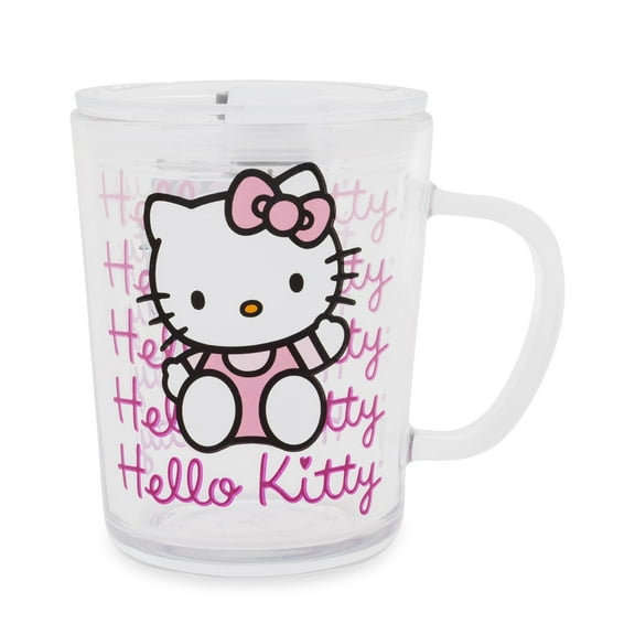 Sanrio Hello Kitty Pink Outfit Glass Mug With Lid | Holds 14 Ounces