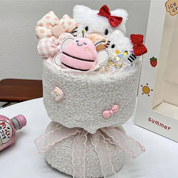 Sanrio Hello Kitty Plush Doll Flowers Cute Cartoon Cinnamoroll Kuromi Room Decoration Doll Bouquet Toys Girl&Child Holiday Gifts