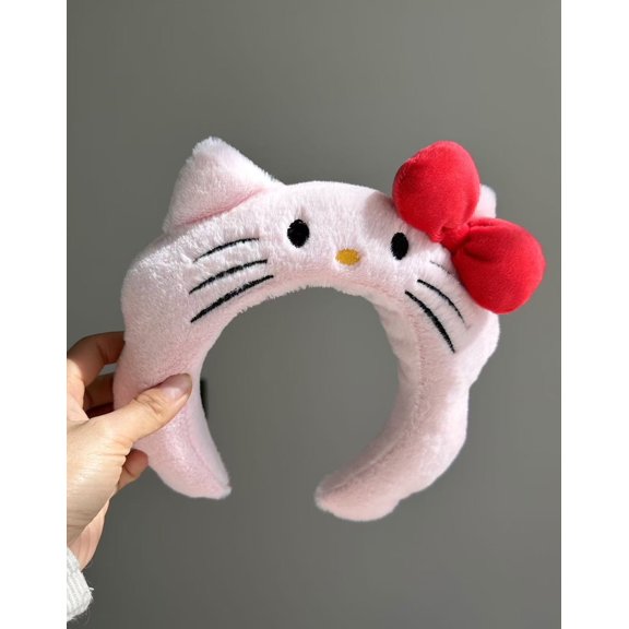 Sanrio Hello Kitty Plush Headband Cartoon Figures Wash Face Hair Bands Bowknot Hairs Women Headwear Gifts