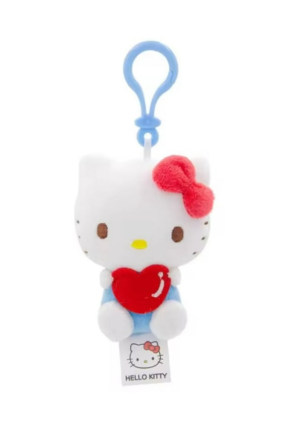 Hello Kitty Plush Keychain Plush Key Clip Backpack Clip, 1 count, Red Heart