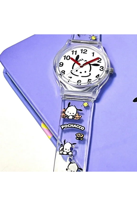 Sanrio Hello Kitty Pochacco Anime Characters Electronic Watch Student Printing Transparent Wild Creative Watch Christmas Gift