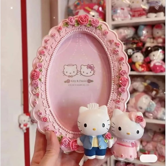 Sanrio Hello Kitty Pumpkin Carriage Resin Photo Frame Cartoon Posters Decoration Desktop Ornaments Crafts Gifts