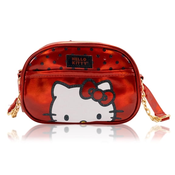 Sanrio Hello Kitty Purse Crossbody Handbag for Women  Hello Kitty Metallic Vinyl Women's Shoulder Handbag  Hello Kitty Accessories for Girls