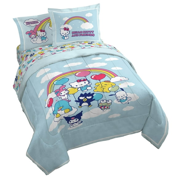 Sanrio Hello Kitty Rainbowtastic Day 5 Piece Twin Size Comforter Set with Shams