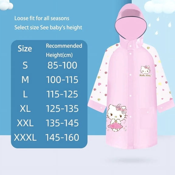 Sanrio Hello Kitty Raincoat Thicken Eva Water Proof Anime Fashion Birthday Gift