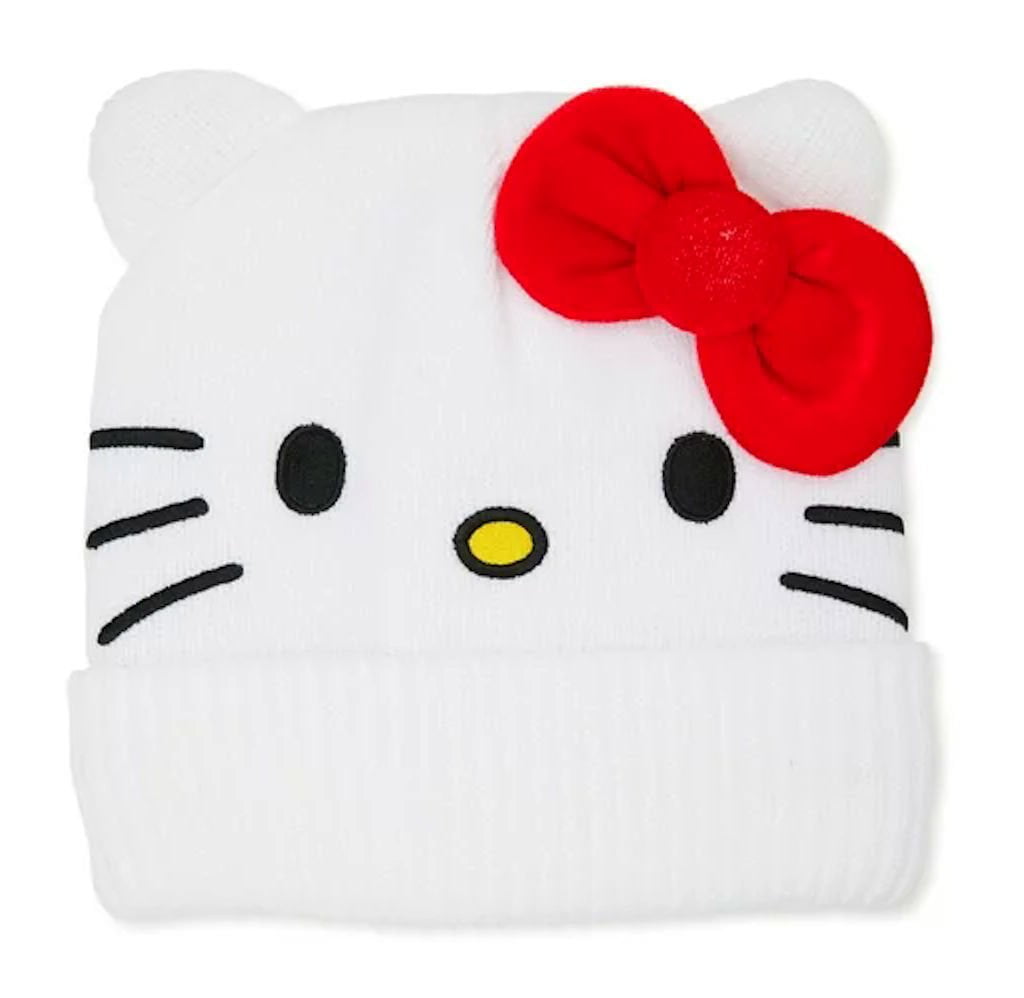 Sanrio Hello Kitty Rib Knit Beanie White 
