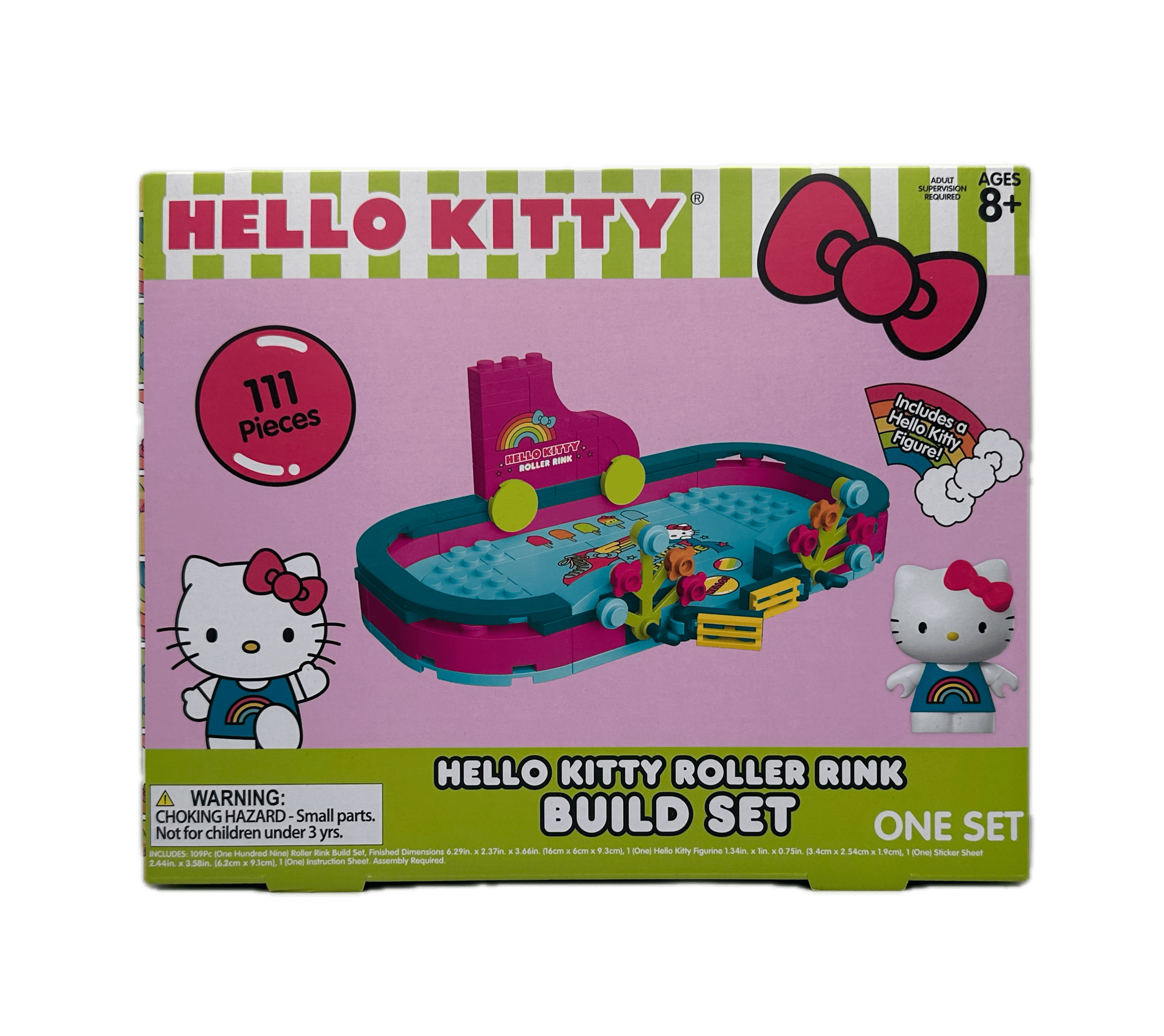 Sanrio Hello Kitty Roller Rink Kid's Building Block Toy, 111 Piece ...