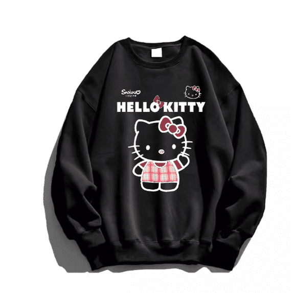 Sanrio Hello Kitty Round Neck Sweatshirt Loose Youthful Tops