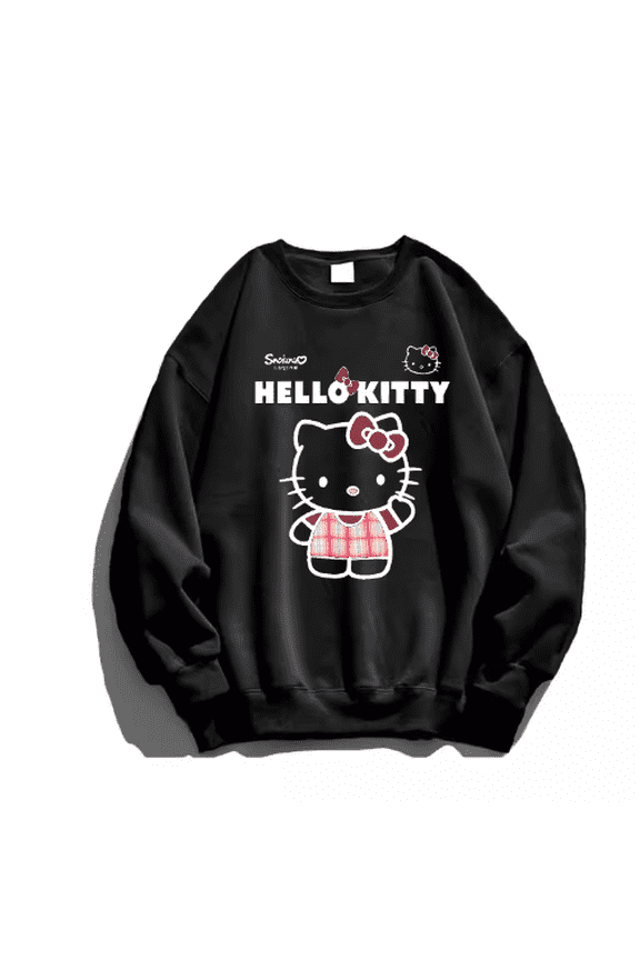 Sanrio Hello Kitty Round Neck Sweatshirt Loose Youthful Tops
