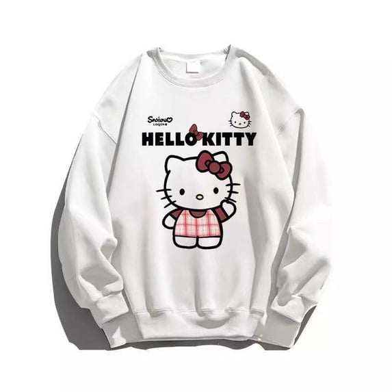 Sanrio Hello Kitty Round Neck Sweatshirt Youthful Loose Style