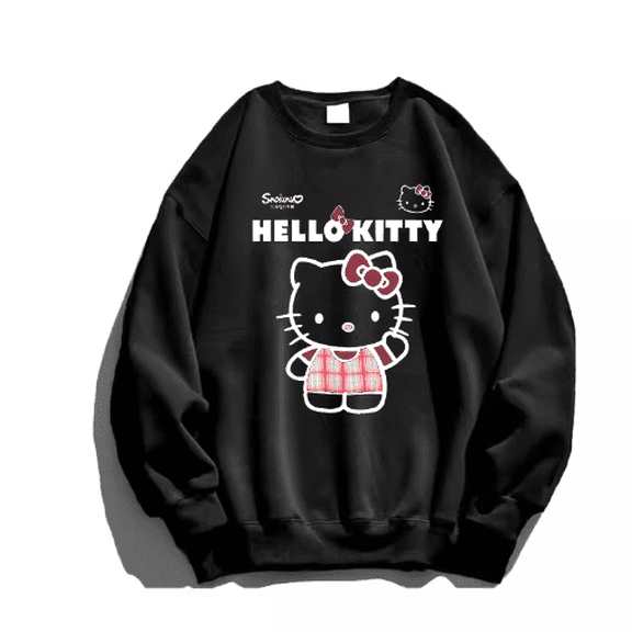 Sanrio Hello Kitty Round Neck Sweatshirt Youthful Loose Style